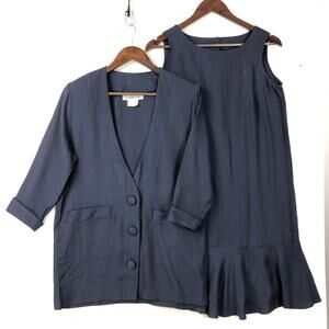 Vintage Piccalino Petites Navy Dress and Blazer Set Women’s SZ 6P EUC